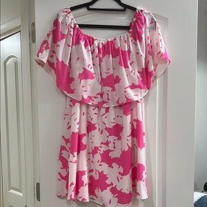 Buddy Love Pink and White Floral Off-Shoulder Dress